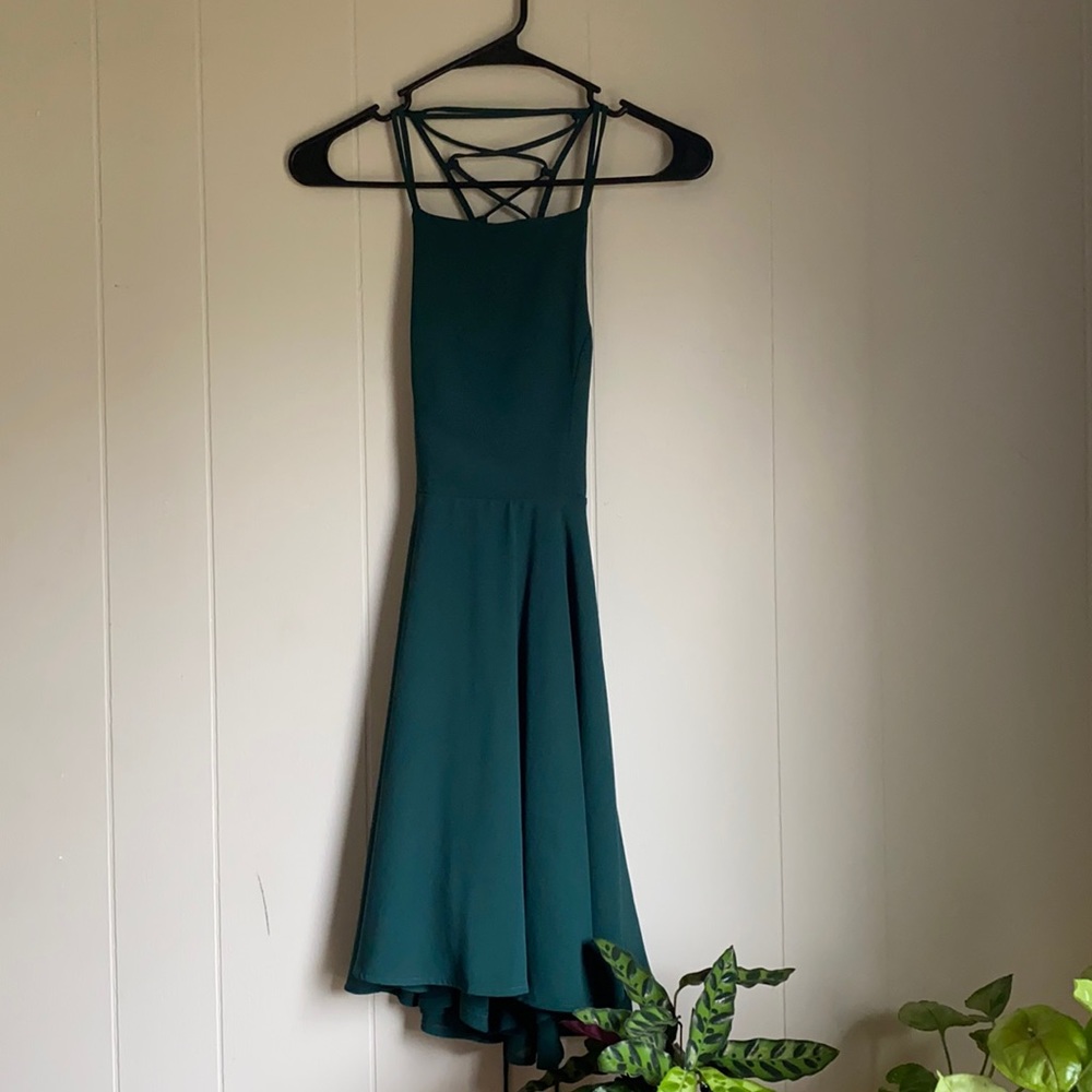 Jade, open back, mini dress